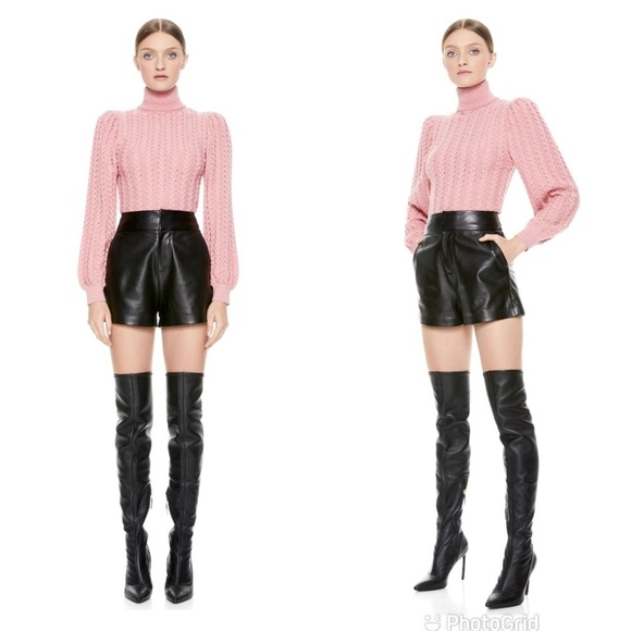 Alice + Olivia ESME CABLEKNIT TURTLENECK in Rose - Picture 2 of 5